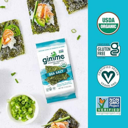 Gimme Seaweed Organic Roasted Seaweed Snacks – Healthy Lunchbox Snack for Picky Eaters, 6 Single-Serve Packs