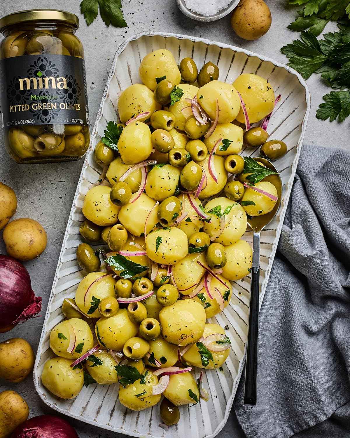 Mina Pitted Green Olives – Hand-Picked Artisan Olive Jar for Premium Mediterranean Charcuterie Service