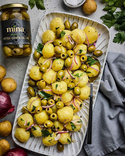 Mina Pitted Green Olives – Hand-Picked Artisan Olive Jar for Premium Mediterranean Charcuterie Service
