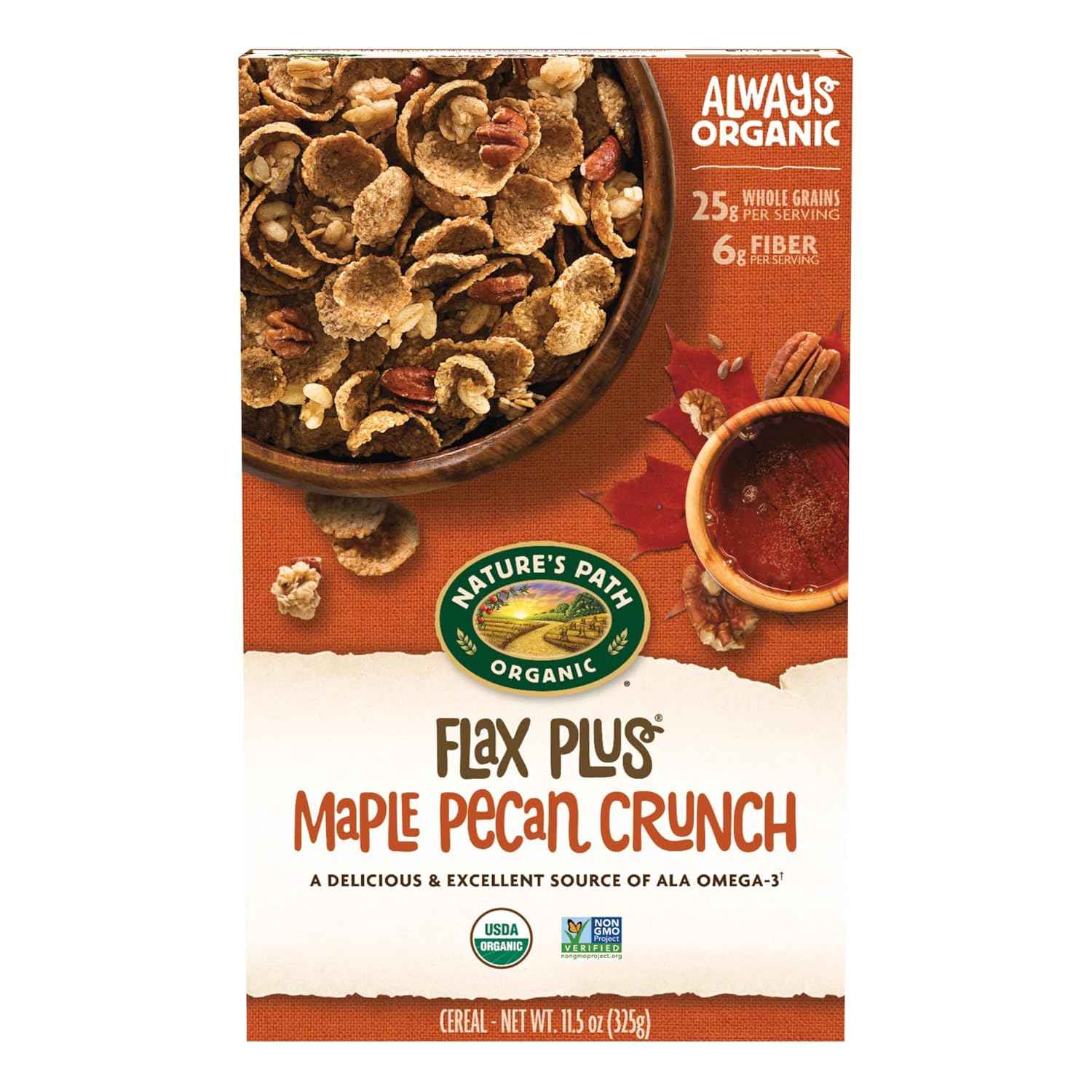 Nature's Path Organic Flax Plus Maple Pecan Crunch Cereal – Quick Desk-Side Snack for Focused Workdays