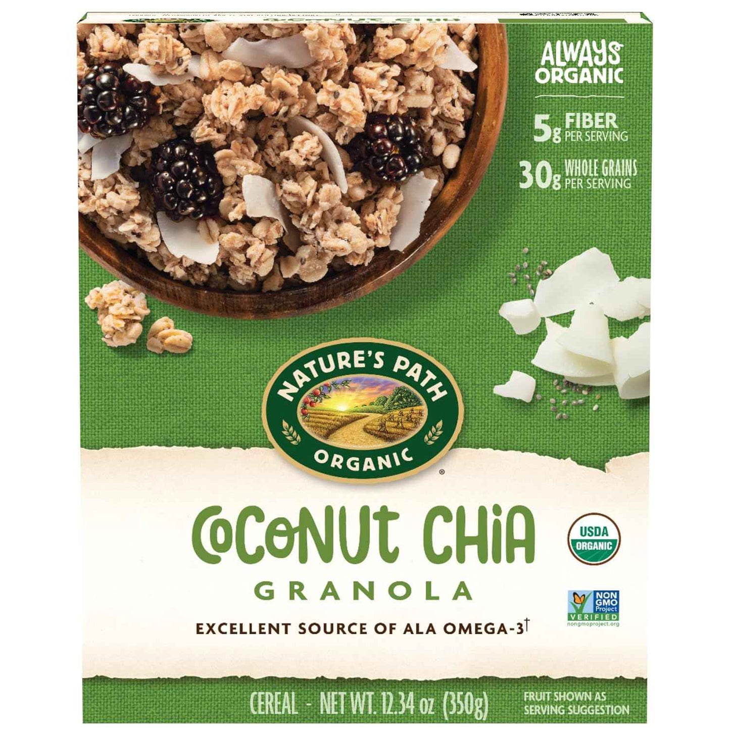 Nature's Path Organic Coconut Chia Granola – Clean-Ingredient Pantry Staple for Intentional Kitchens, 12.34 oz Box