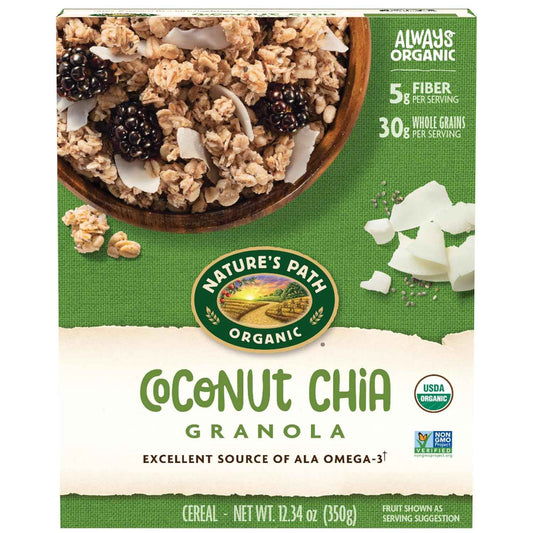 Nature's Path Organic Coconut Chia Granola – Clean-Ingredient Pantry Staple for Intentional Kitchens, 12.34 oz Box