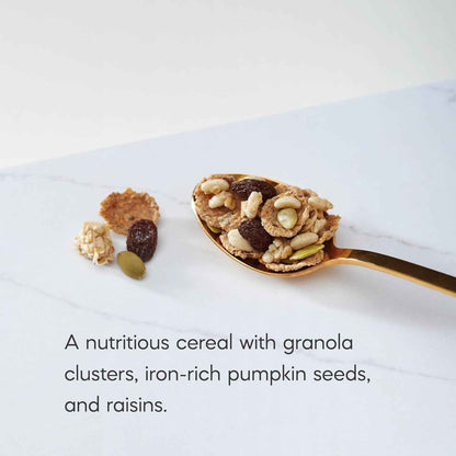 Nature's Path Organic Flax Plus Pumpkin Raisin Crunch Cereal – Simple Organic Cereal for Clutter Free Kitchens, Clean Ingredient Plant Based Bowl