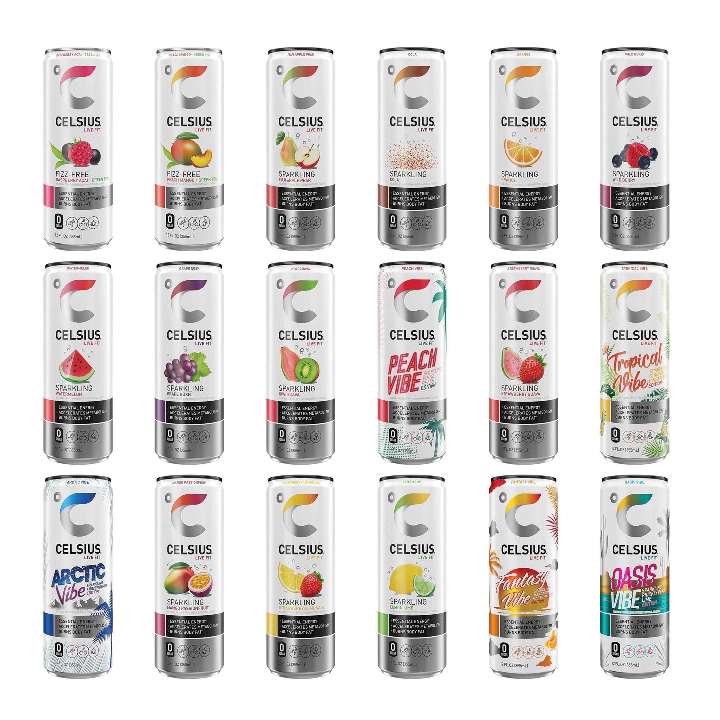 CELSIUS Assorted Flavors Functional Energy Drink – Sustained Focus Fuel for Home Office and Deep Work Sessions