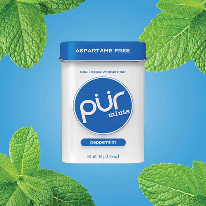 PUR Mints Travel Tin – Portable Sugar Free Mints for Flights, Hotel Stays and Carry On Friendly Packing