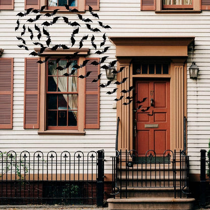 CESOF Weatherproof Bat Wall Stickers – Black 3D PVC Halloween Decor for Front Yard, Patio Door, Windows & Party Entryways