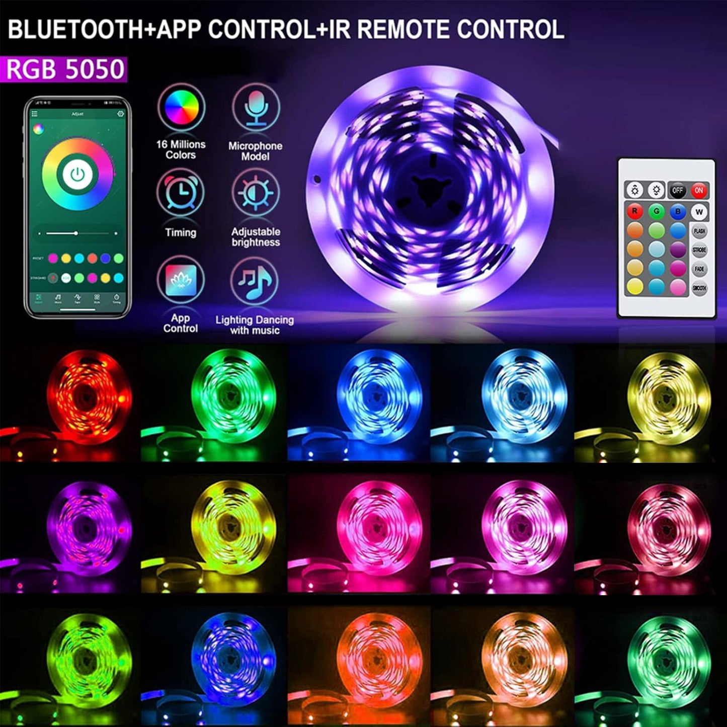 CHARKEE LED Lights Romantic Gift for Couples, USB RGB Strip Light with Music Sync for Valentine's Day and Date Night, App and IR Remote Controlled
