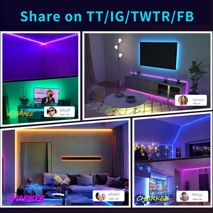 CHARKEE LED Lights Romantic Gift for Couples, USB RGB Strip Light with Music Sync for Valentine's Day and Date Night, App and IR Remote Controlled