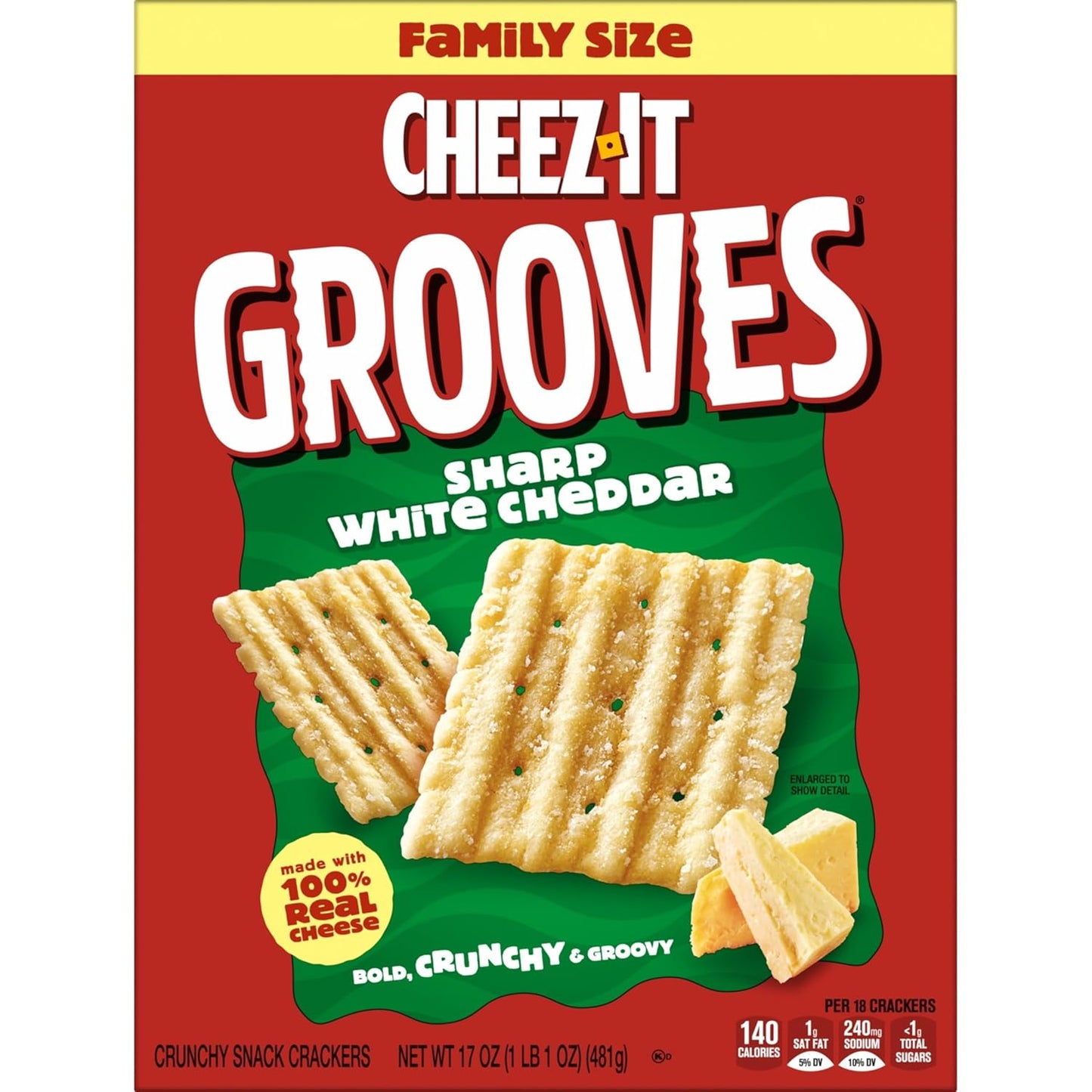 Cheez-It Grooves Crunchy Cheese Crackers – Fun Snack Care Package for College Students, Office Secret Santa, and Housewarming, 3.25oz 6-Pack