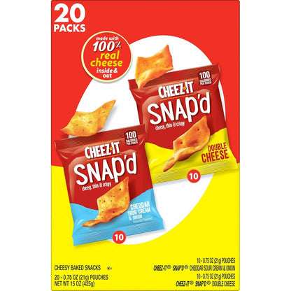 Cheez-It Snap'D Break Room Snacks, Single-Serve Cheese Chips for Office Drawers