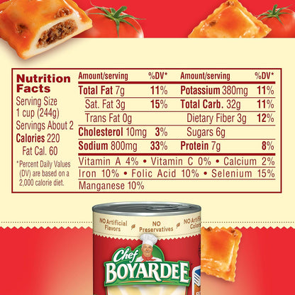 Chef Boyardee Mini Beef Ravioli, Practical Care Package Gift for College Move-In Day, 15 oz Can