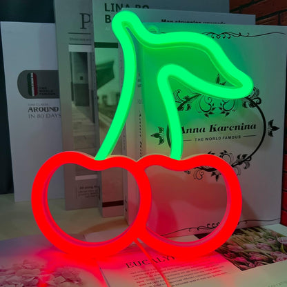 Cherry Neon Lights - Modern Living Room Accent Piece, Soft Glow Home Decoration