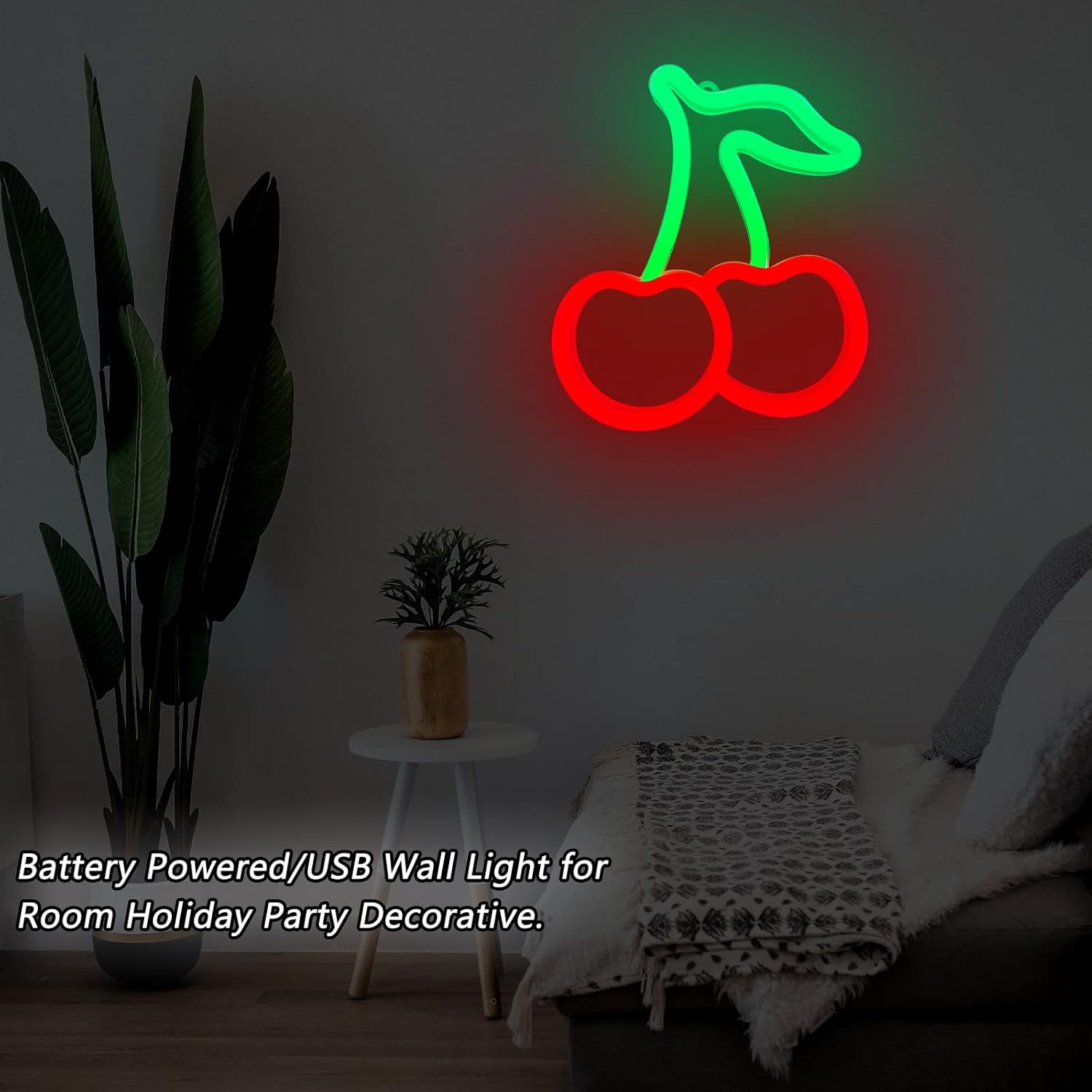 Cherry Neon Lights - Modern Living Room Accent Piece, Soft Glow Home Decoration