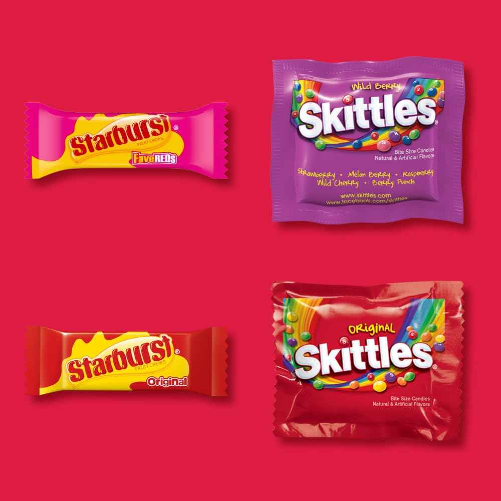 SKITTLES Original, Wild Berry & Sour Candy Pack – Holiday Treat Platter & Secret Santa Gift Idea, 20.13 oz