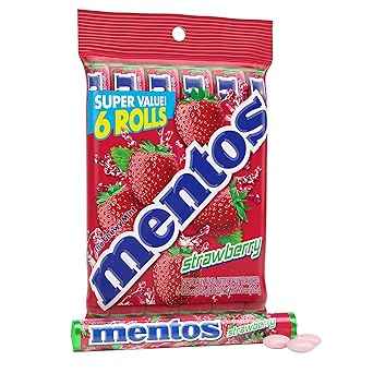 Mentos Chewy Mint Candy Roll – Lunchbox Snack for Kids, Non-Melting Fruit and Mint 6 Pack Safe for School