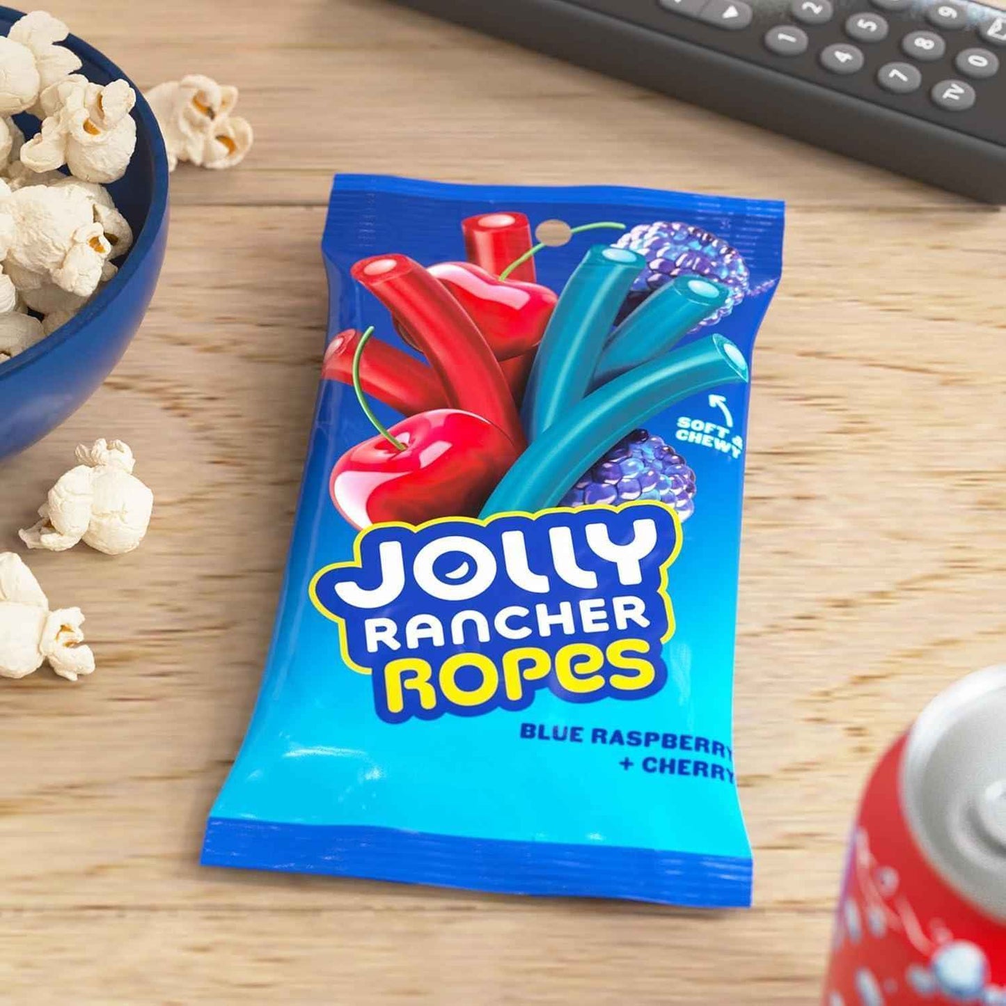 JOLLY RANCHER Ropes Blue Raspberry and Cherry Flavored Candy Bag for Kids Lunchboxes, 6 oz Chewy Treat