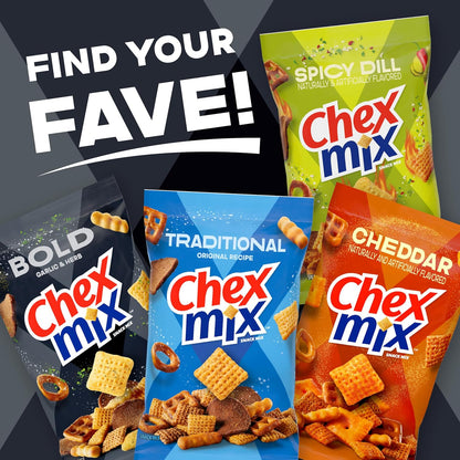 Chex Mix Bold Garlic and Herb Snack Mix – Gourmet Snack Basket Addition for Dad on Father's Day, Family Size 13.5 oz
