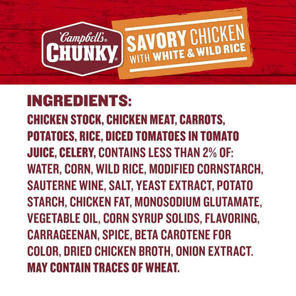 Campbell's Chunky Chicken Rice Soup – Gift-Ready Comfort Food for Housewarmings, Get-Well Visits, and Care Packages, 18.8 Oz