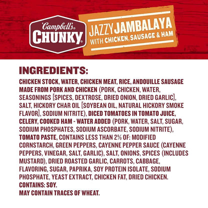 Campbell's Chunky Jambalaya with Chicken & Sausage – Guilt-Free Pantry Meal Prep, 17G Protein Can