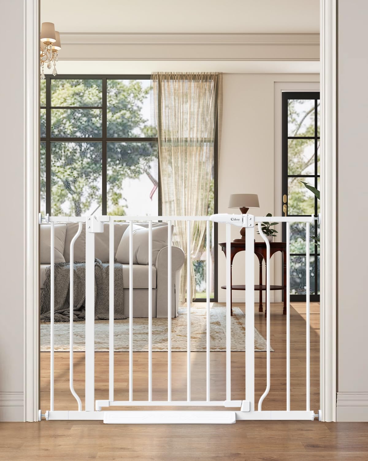 ChildProof Pressure Mounted Pet Gate with Auto-Close Hinge, No Drill Baby Gate 29-40 Inch Wide for Stairways and Doorways, One-Hand Release Lock