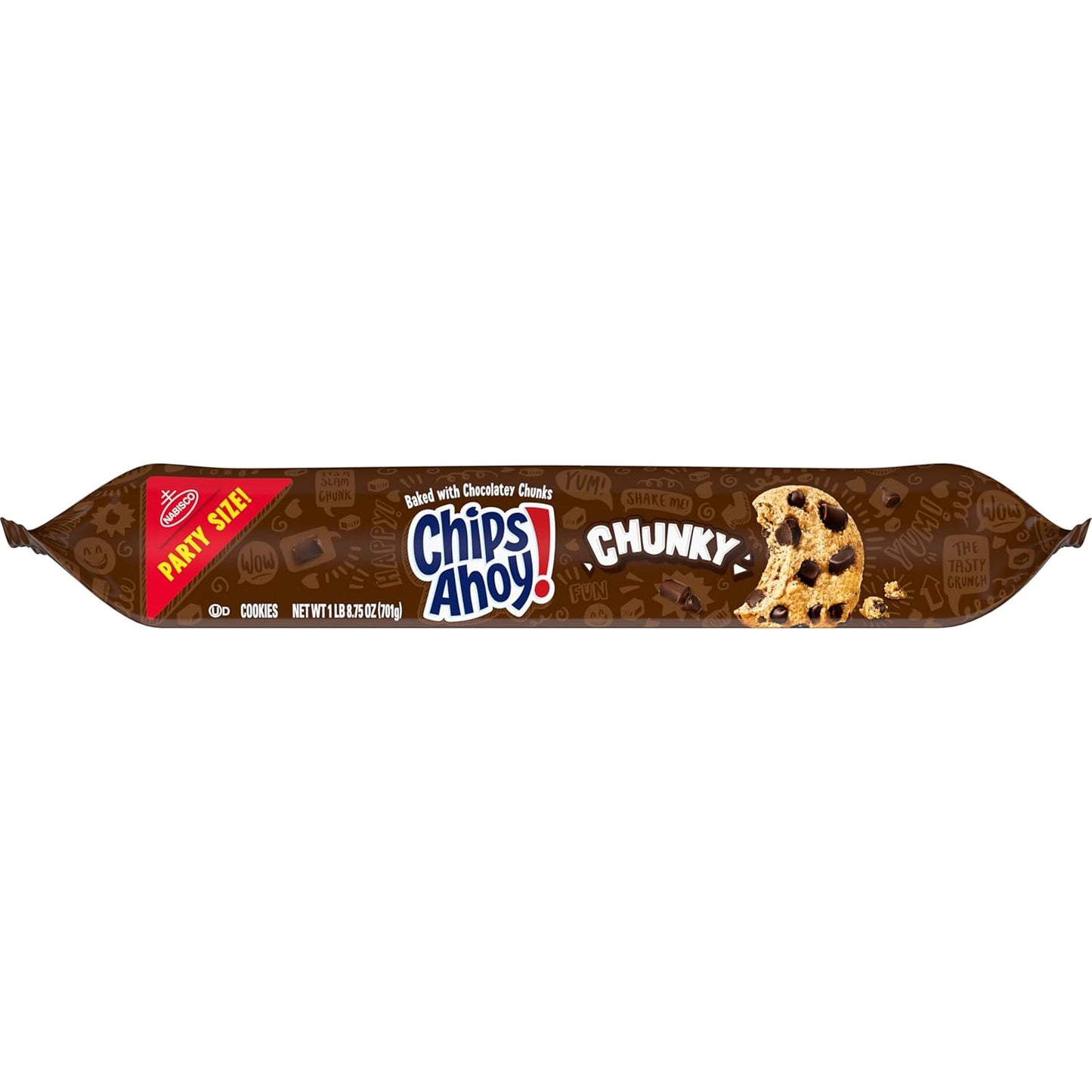 CHIPS AHOY! Chunky Fudgy Cookies Party Size – After-School Family Snack for Hungry Kids, 24.75 oz Bulk Pouch