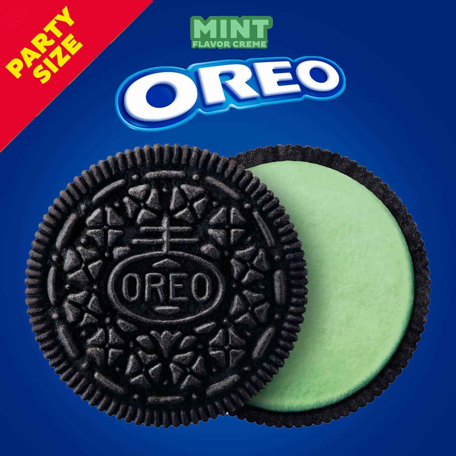 OREO Mint Creme Chocolate Sandwich Cookies Party Size 24.95 oz – Portable Resealable Snack for Road Trips and Camping