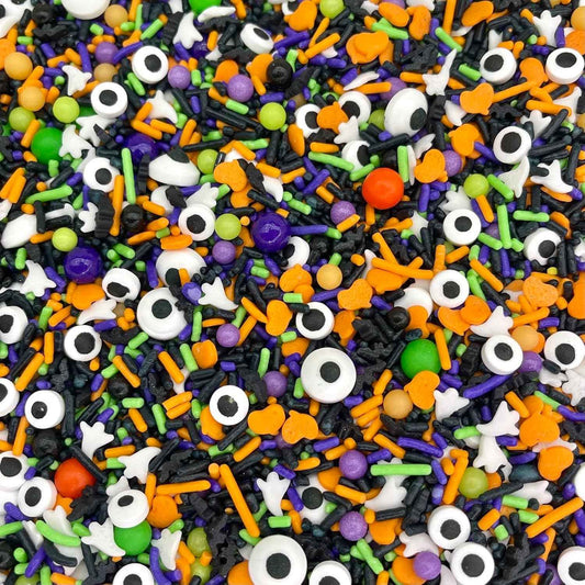 Manvscakes Halloween Sprinkles - Kid-Friendly Edible Sprinkles for Classroom Halloween Party Treats, Ghost and Pumpkin Mix, 8oz