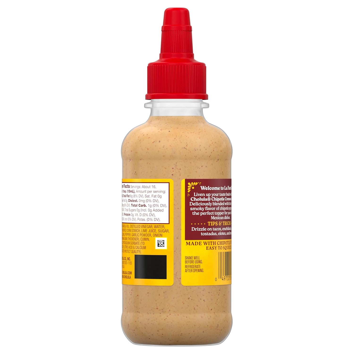 Cholula Chipotle Cremosa Sauce – Portable Camping Condiment for Campfire Elotes and Grilled Street Tacos, 8 fl oz