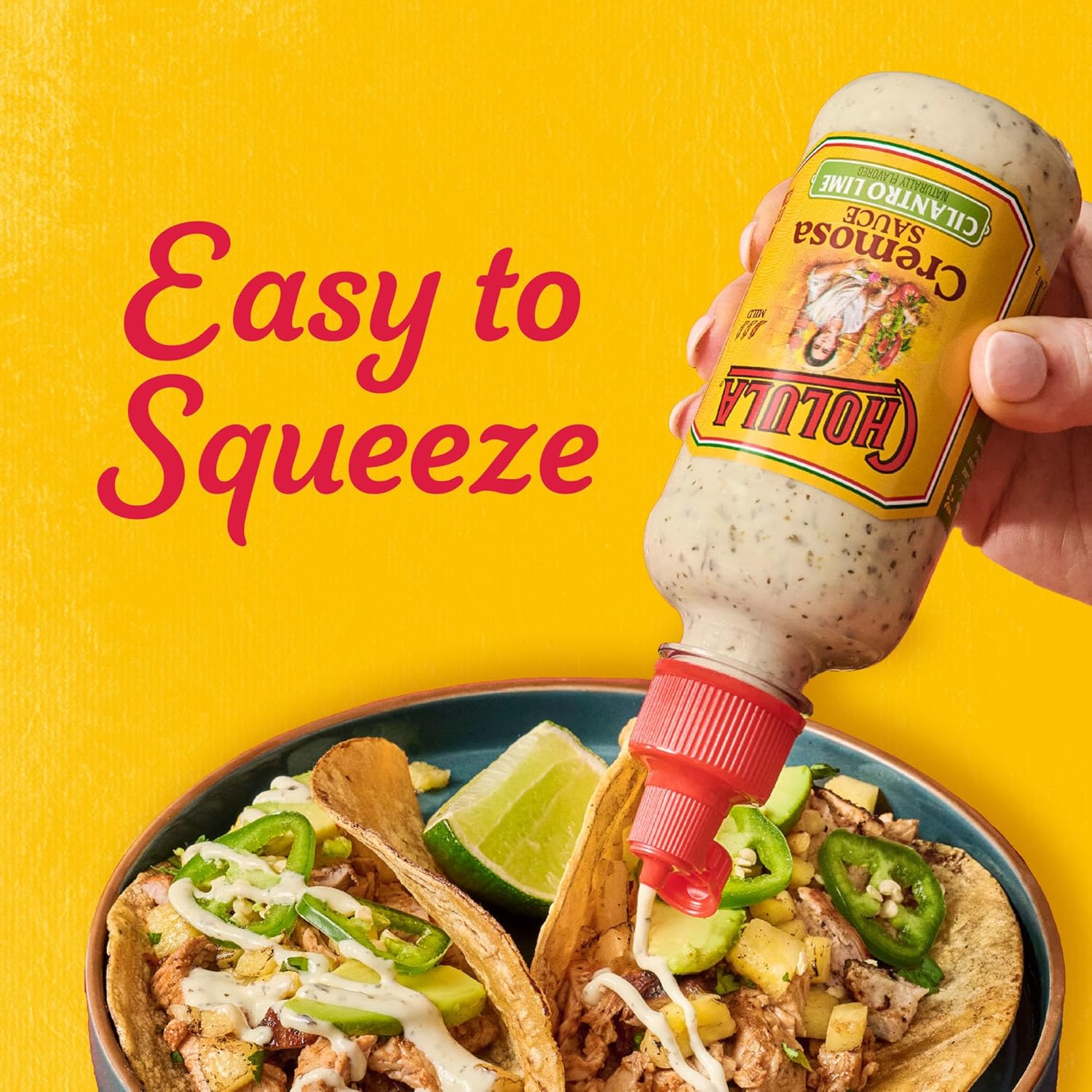Cholula Cremosa Cilantro Lime – Picnic & BBQ Drizzle for Grilled Fish Tacos, Veggie Skewers & Burgers, Mild 8 oz