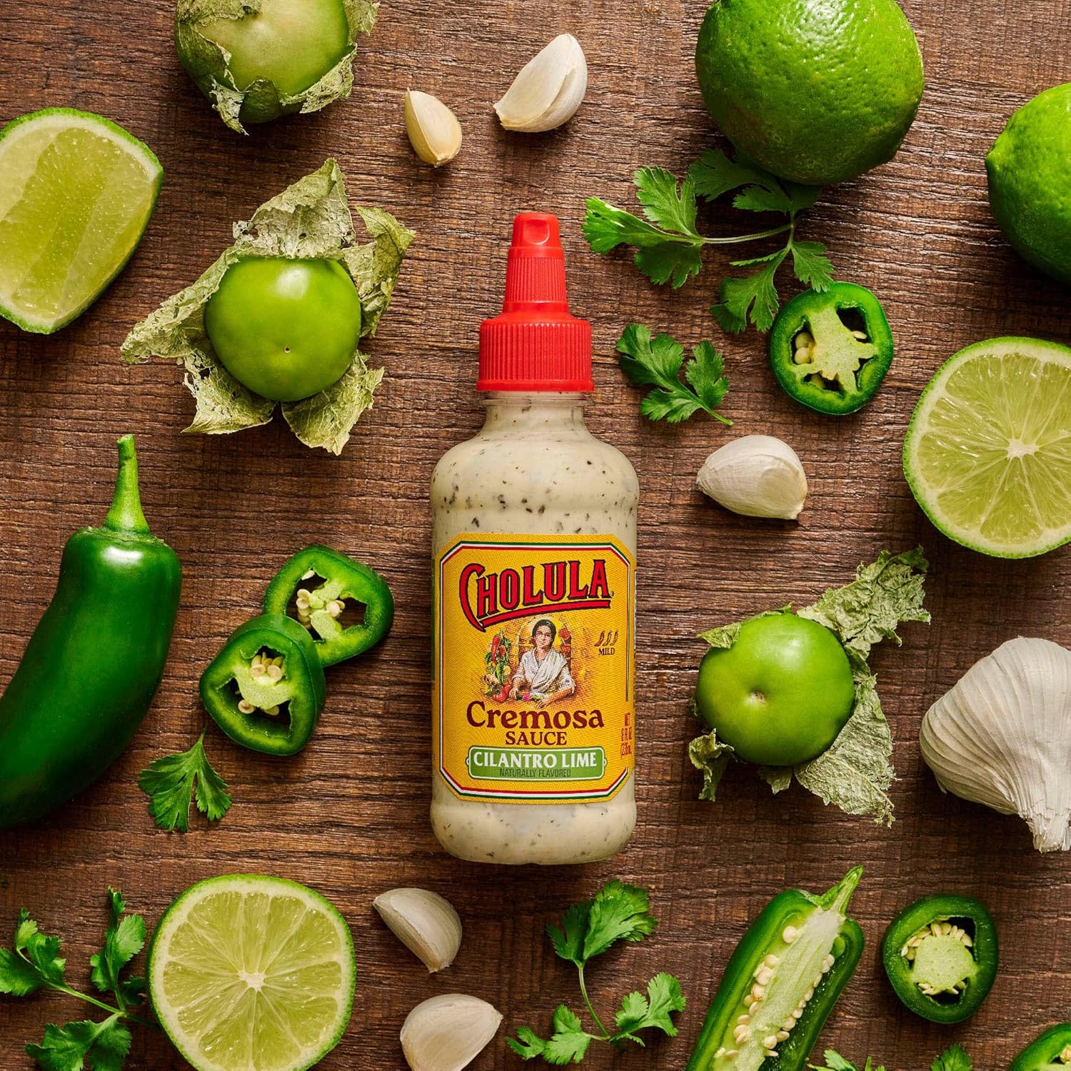 Cholula Cremosa Cilantro Lime – Picnic & BBQ Drizzle for Grilled Fish Tacos, Veggie Skewers & Burgers, Mild 8 oz