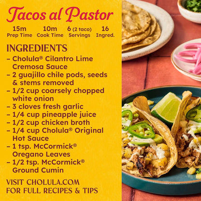 Cholula Cremosa Cilantro Lime – Picnic & BBQ Drizzle for Grilled Fish Tacos, Veggie Skewers & Burgers, Mild 8 oz