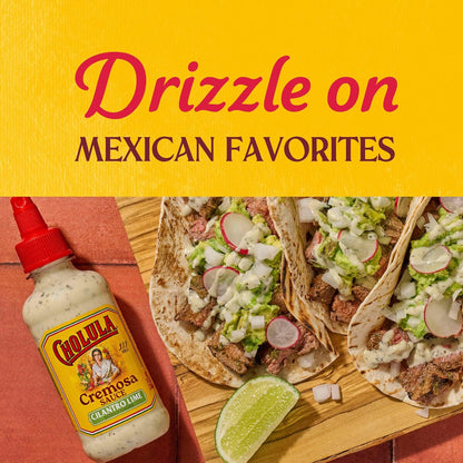 Cholula Cremosa Cilantro Lime – Picnic & BBQ Drizzle for Grilled Fish Tacos, Veggie Skewers & Burgers, Mild 8 oz