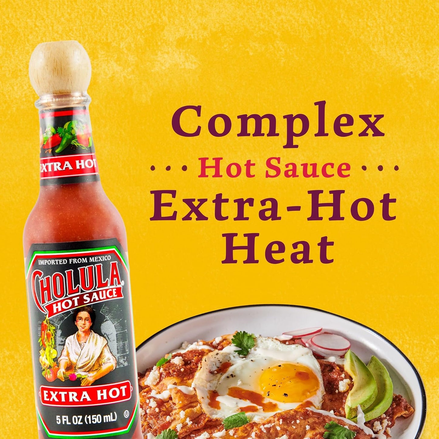 Cholula Extra Hot Mexican Hot Sauce – Tailgate and Backyard BBQ Wing Glaze, 5 fl oz