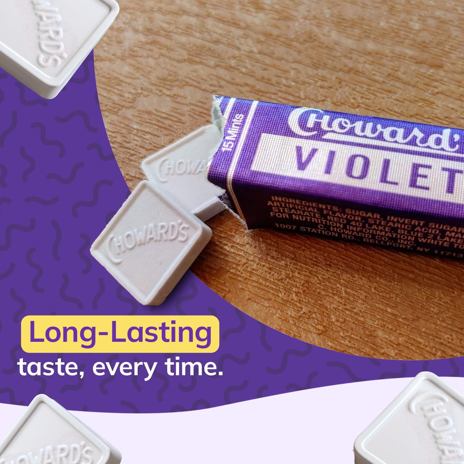 Choward's Violet Mints Candy 6-Pack – Aromatic Floral Hard Candy for Post-Dinner Palate Reset and Mindful Snacking