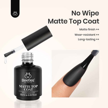 Beetles Matte Gel Top Coat – Low-Odor Wellness Manicure Staple, Calm Long-Lasting Matte Seal for Mindful Self-Care Routines