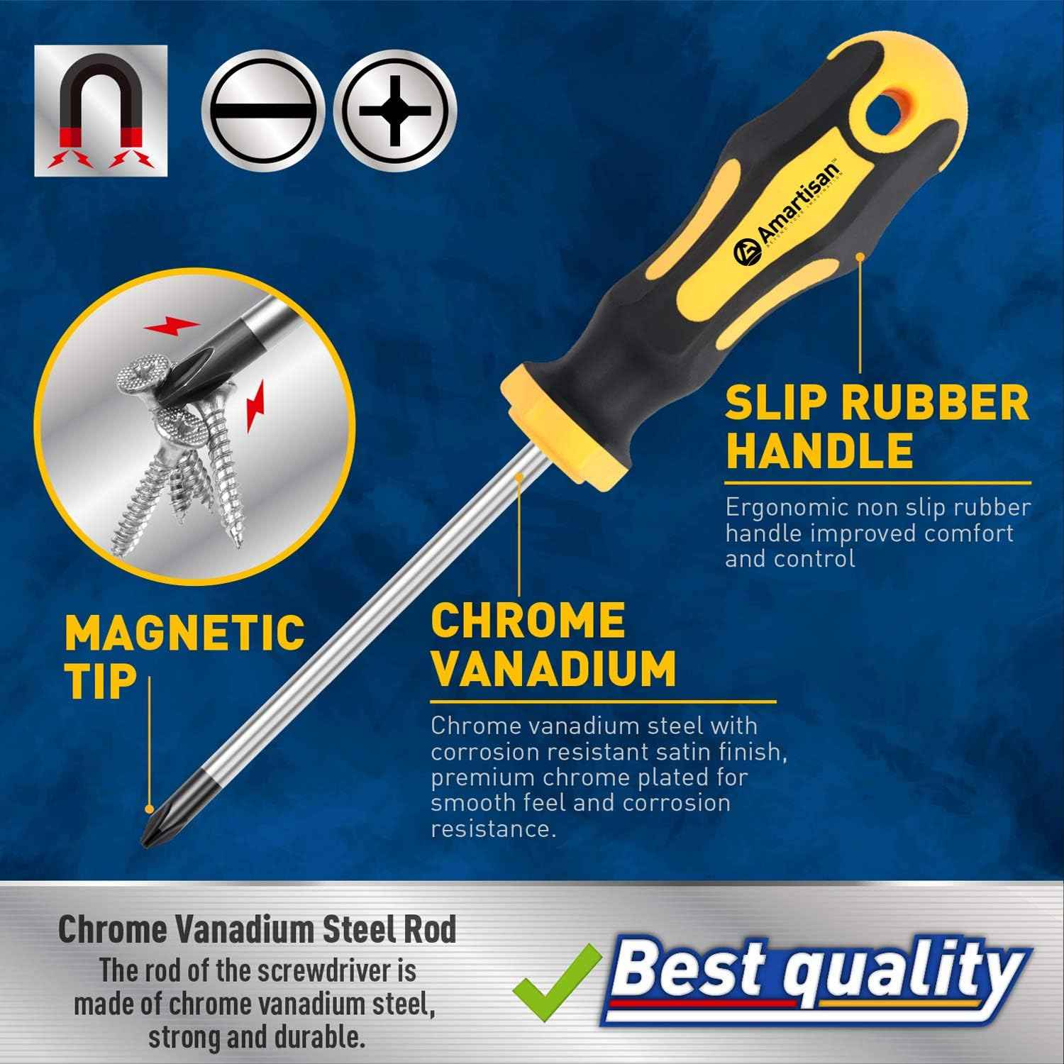 Amartisan 10-Piece Magnetic Screwdriver Set – Portable Repair Kit for Camping Trips, Durable Chrome Vanadium Build