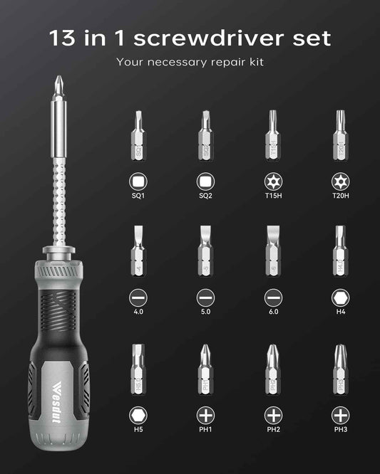[Brand Name] 13-in-1 Multi-bit Screwdriver – Portable Repair Tool for Camping Trips and Roadside Fixes