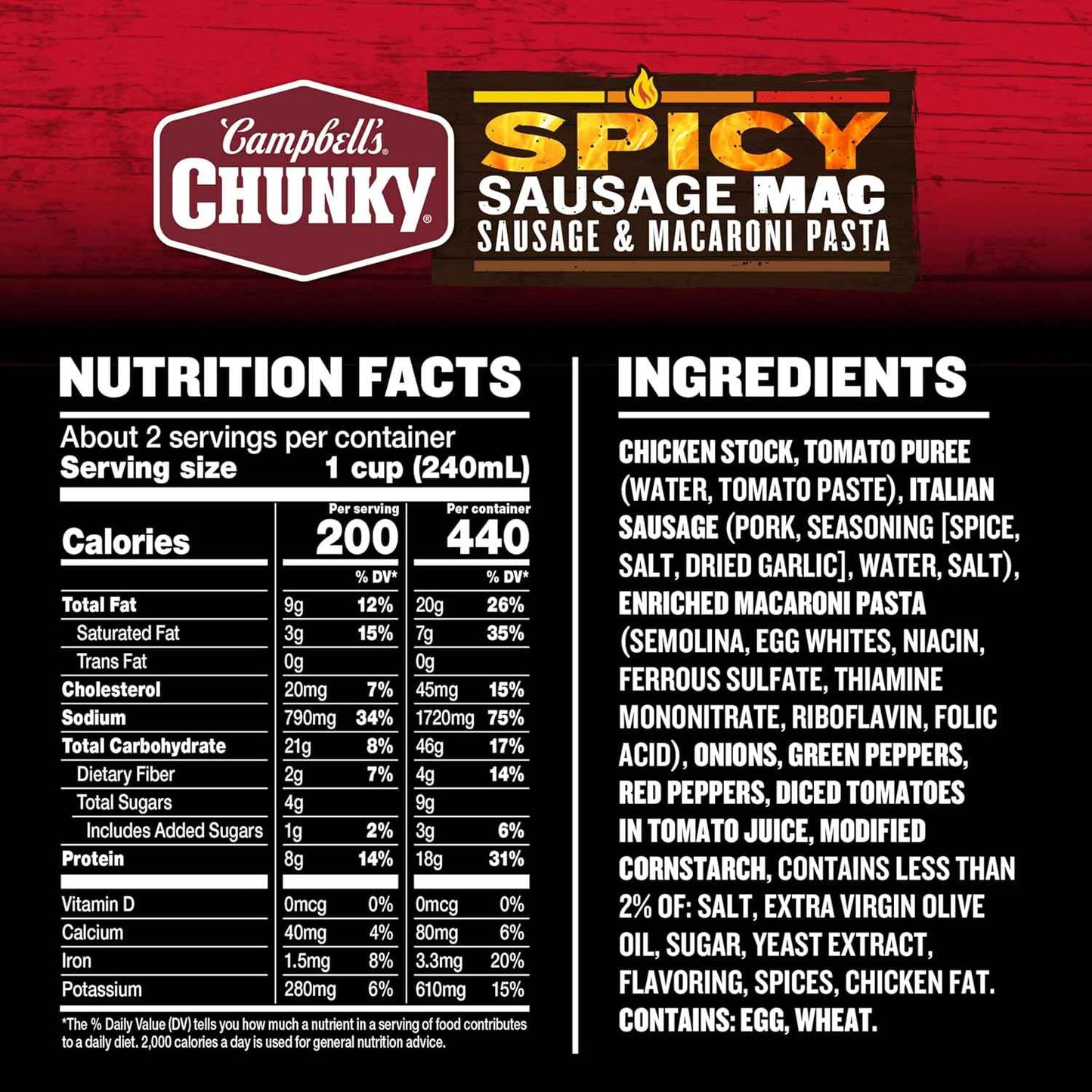 Campbell's Chunky Spicy Sausage Mac Soup, 18.8 oz Can – One-Ingredient Meal Base for Simple, Intentional Home Cooking