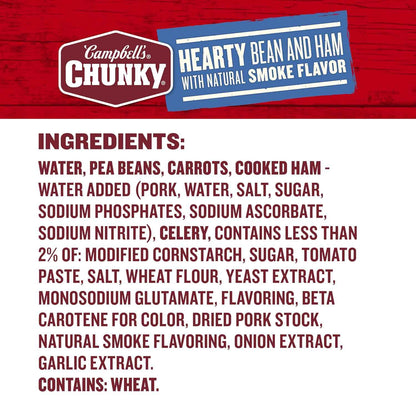 Campbell's Chunky Soup Hearty Bean with Ham 19 oz - Warm Comfort Bowl for Post-Workout Refueling