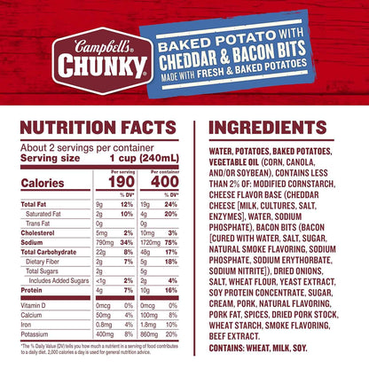 Campbell's Chunky Loaded Potato Soup – Streamlined 18.8 Oz One-Pot Lunch for Uncluttered Apartments