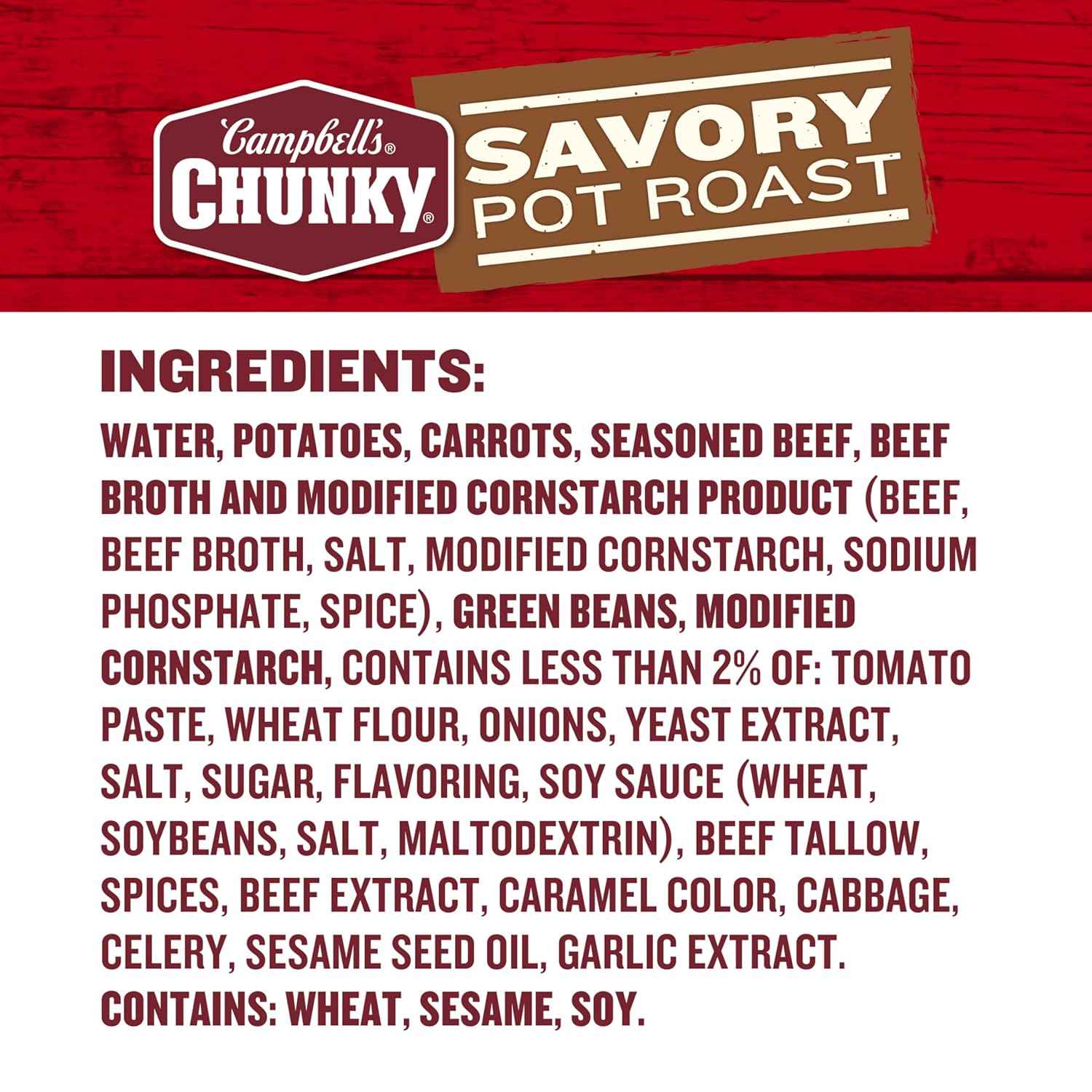 Campbell's Chunky Savory Pot Roast Soup – Pack-of-4 Pantry Pack for Growing Kids and Hungry Households, 18.8 oz