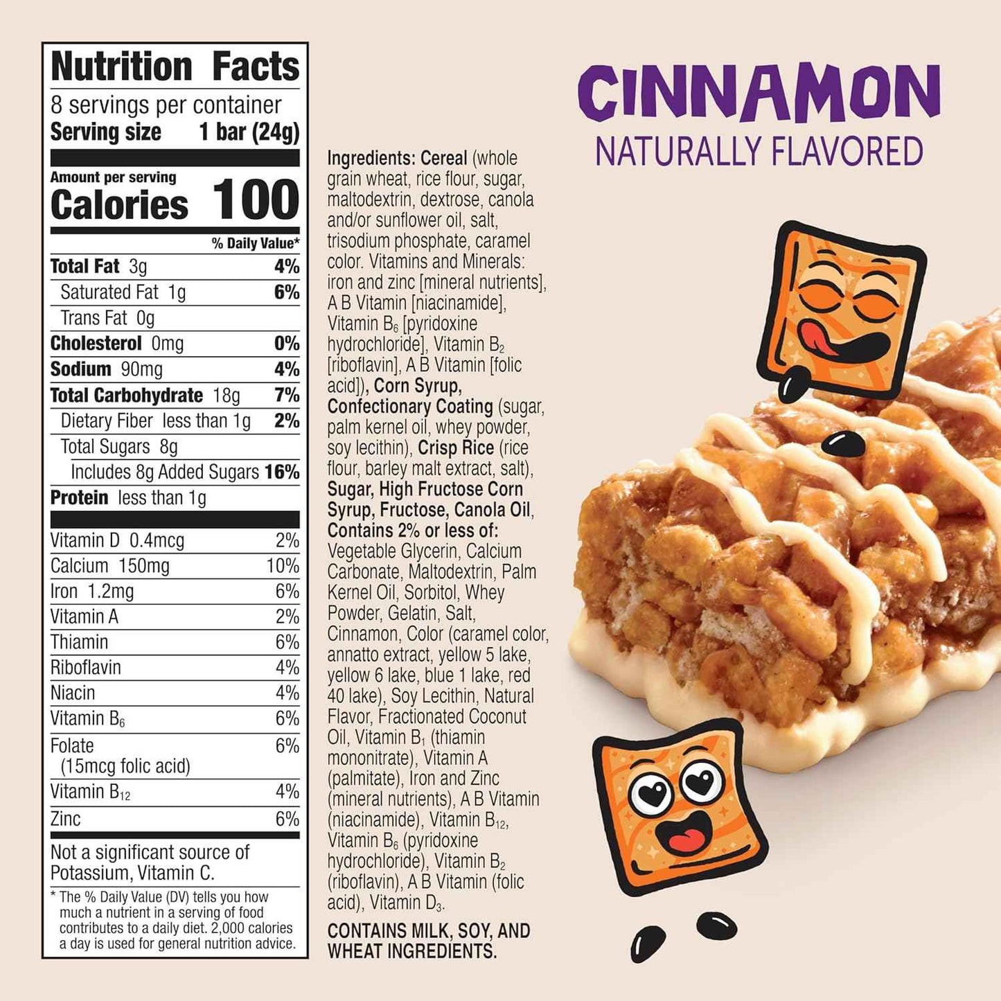 Cinnamon Toast Crunch Cereal Treat Bars, Snack Bars, 8 Ct, 6.8 oz – Filling Treat That Holds You Over Between Meals