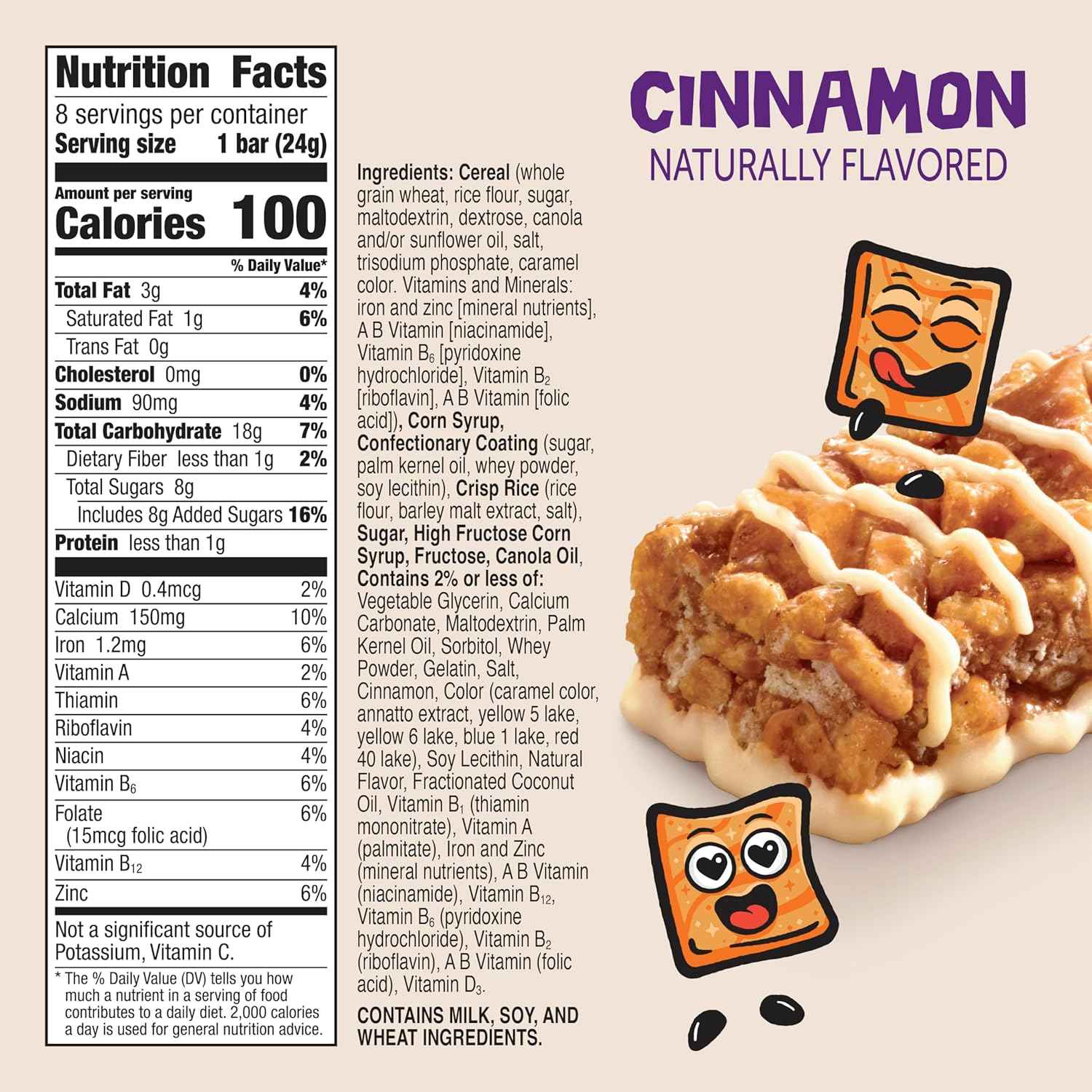 Cinnamon Toast Crunch Cereal Treat Bars, Snack Bars, 8 Ct, 6.8 oz – Filling Treat That Holds You Over Between Meals