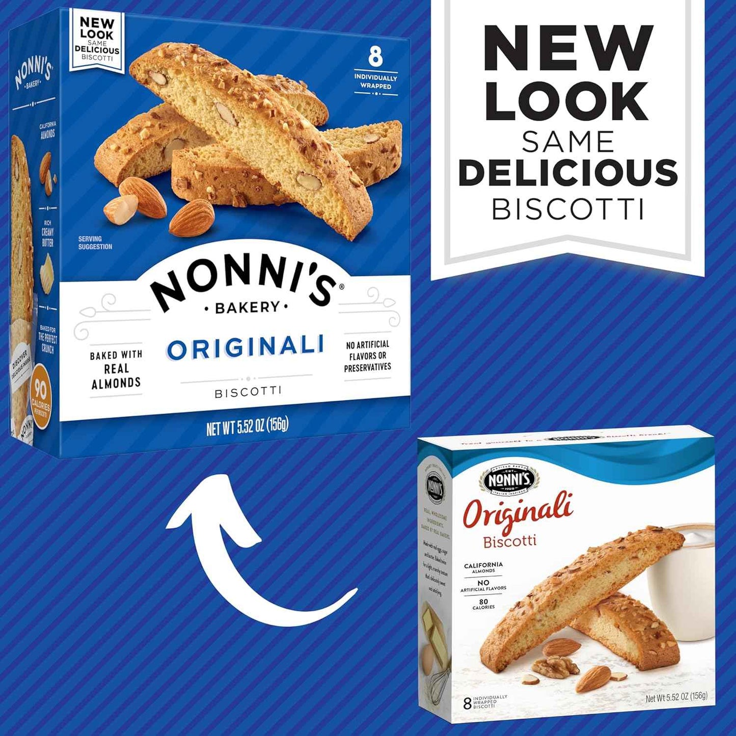 Nonni's Originali Almond Biscotti – 90-Calorie Mindful Snack for Self-Care Afternoons, Individually Wrapped