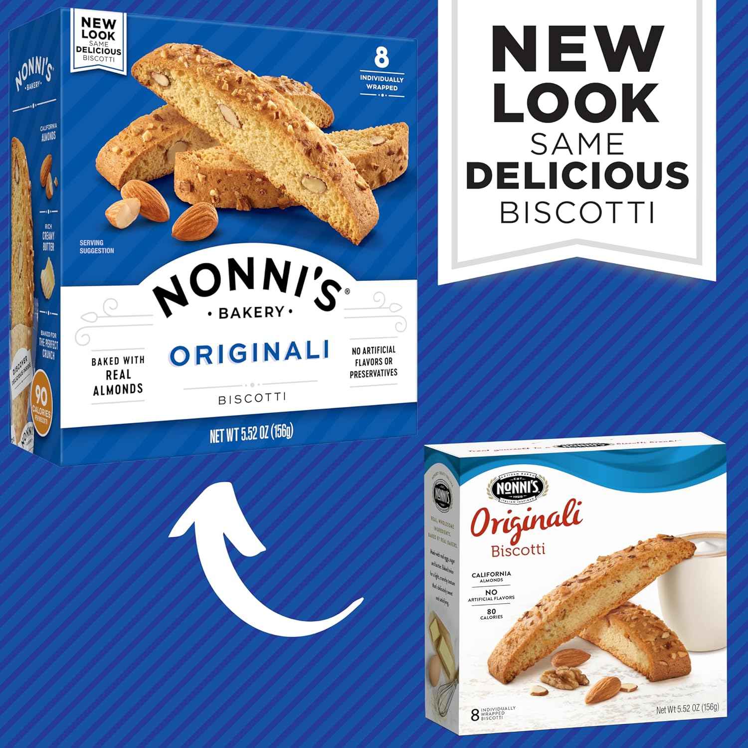 Nonni's Originali Almond Biscotti – 90-Calorie Mindful Snack for Self-Care Afternoons, Individually Wrapped