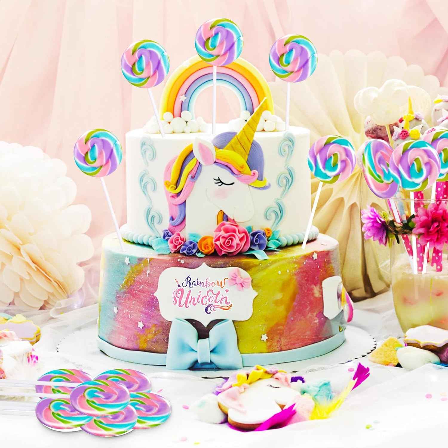 Rainbow Twisty & Swirl Lollipops 32pk – Low Sugar Fat Free Individually Wrapped Treats for Mindful Snacking