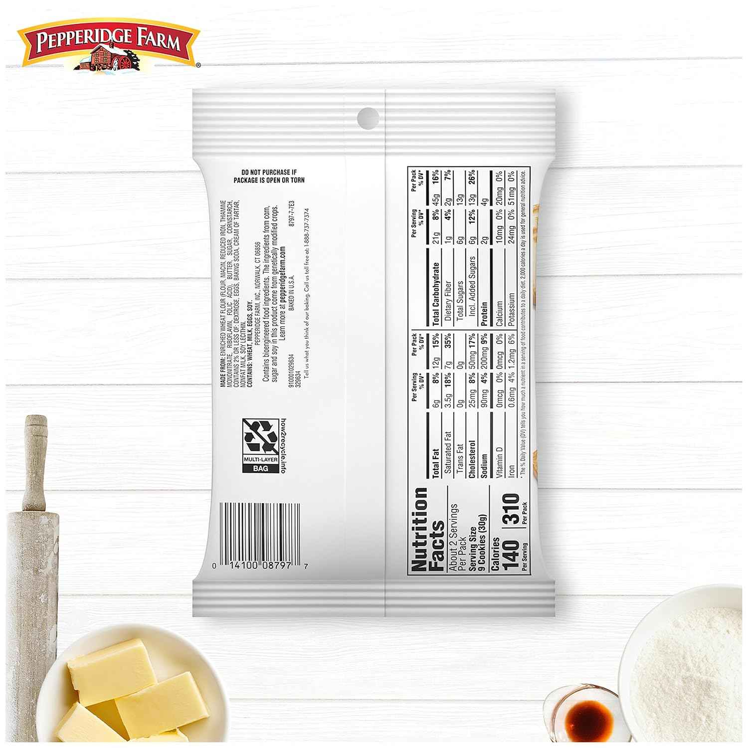 Pepperidge Farm Chessmen Minis Butter Cookies, 8 Snack Packs – Simple Pre-Portioned Cookies for Clean Pantry and Desk Drawer