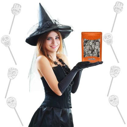 Fruidles Skull & Ghost Lollipops – Safe Trick-or-Treat Candy for Kids' Goody Bags, Individually Wrapped