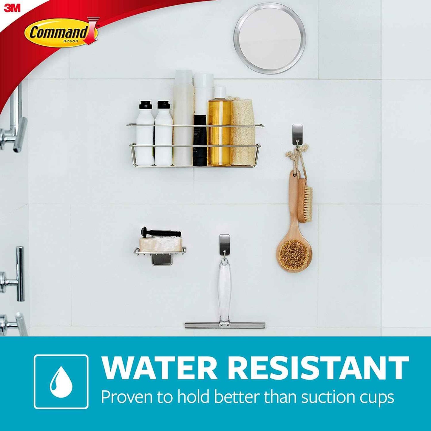 Command Modern Reflections Bath Hook – Drill-Free, No-Tool Towel Hook to Keep Bathroom Walls Intact