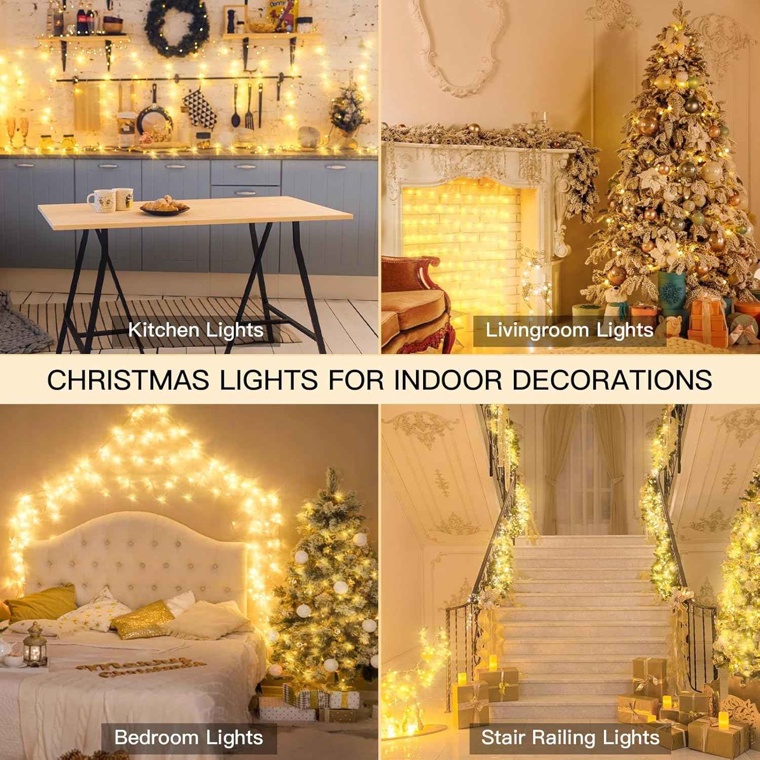 suddus 30V Low Voltage String Lights – Flameless Bedroom Lighting with Timer and IP44 Waterproof, 33ft 100 LED Warm White